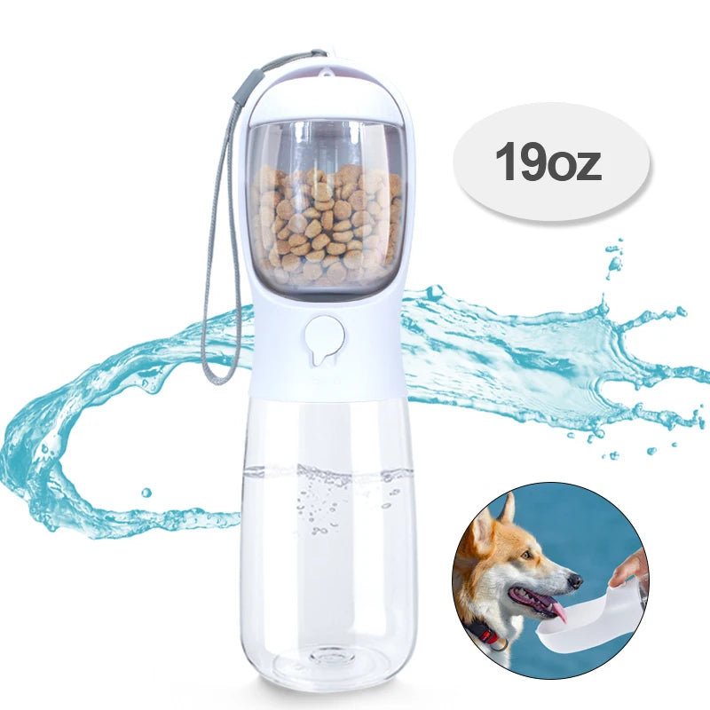 Food Grade material 2 in 1 Portable Pet Dog Water and Food Bottle for Walking Feeder for Dogs Drinking Bottle